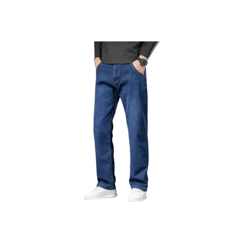 NVRFRGT Синий Утолщенный Wa Флис Линейка Унисекс Джинсы