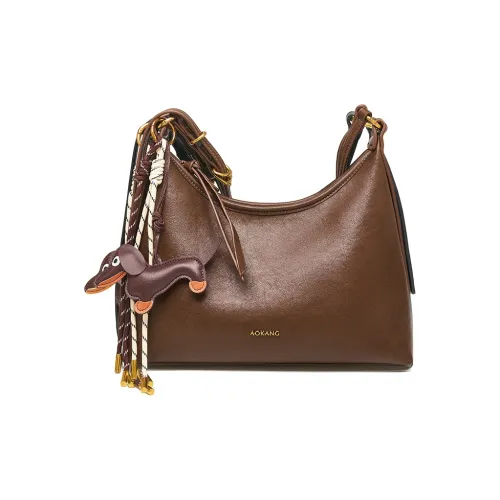 AOKANG Коровья кожа Подмышечный Сумка на плечо Стандартный Женский Кофе Чернила Каменно-черный