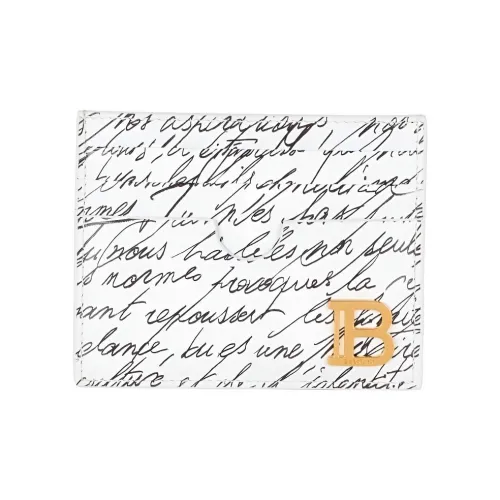 BALMAIN B Buzz Телячья кожа Картхолдер Женская Белый и Черный