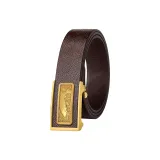 [Ширина: 3,5 см] Кофейный с золотой застежкой