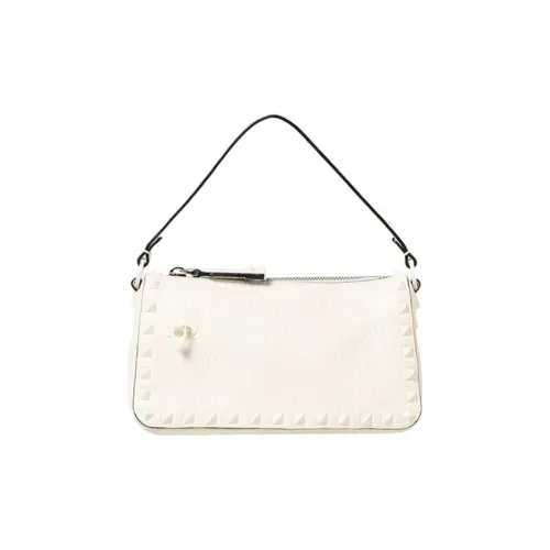 Valentino Rockstud Телячья кожа с текстурой портативная сумка через плечо сумка на плечо женская белая