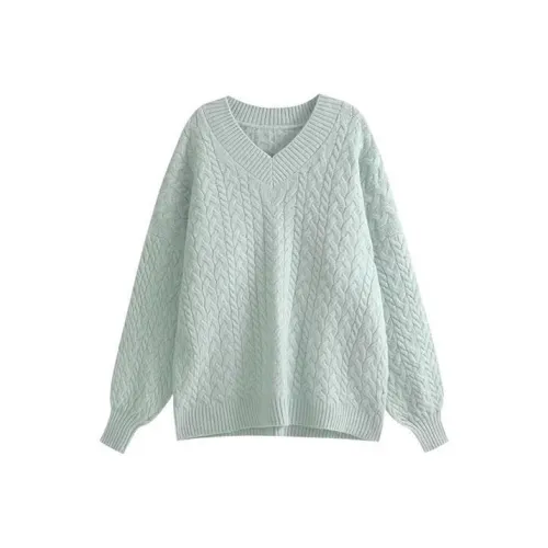 GUOZHEN Зеленый Свитер Женские Трикотаж