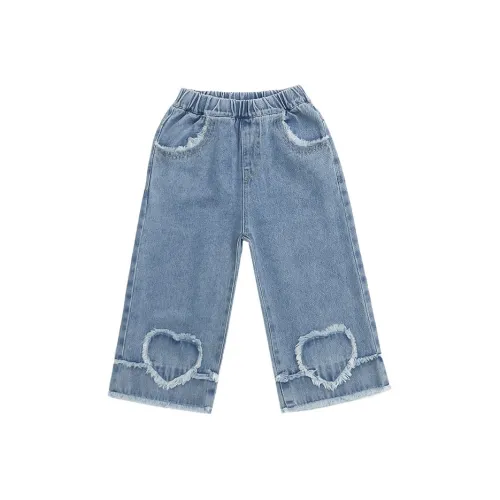 RHOBESAM Chubby Ding Обтрепанный край Сердце Джинсы Синий Kids Джинсы