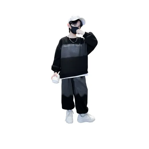 ZHIO Черный Свитшот + Спортивные штаны Школьная повседневная спортивная одежда