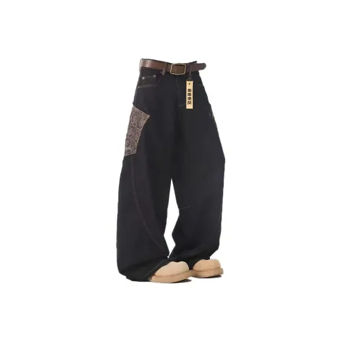 QIJIJIEQU Черный Унисекс Джинсы