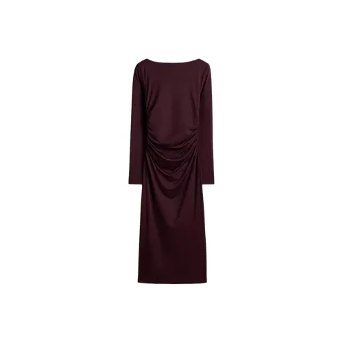 H M Бургунди Женские Длинные Платья с Длинными Рукавами