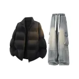 Чёрный топ + жёлтые грязные штаны