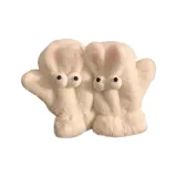 Милый кролик с большими глазами, перчатка - белого цвета с шнурком