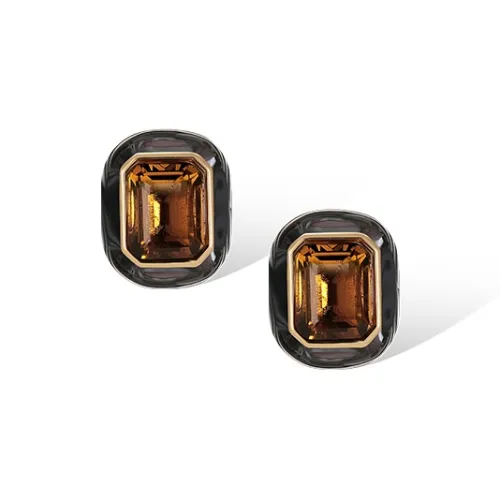 Retro Chic Brass Gold Plated Инкрустированная Цветная Глазурь Shield Серьги-гвоздики Унисекс