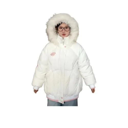 KXRP Экрю Хлопковый пуховик Женские пуховики (пуховики)