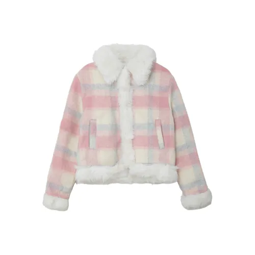 RTNH Розовый Белый Женский Бархатный Куртка