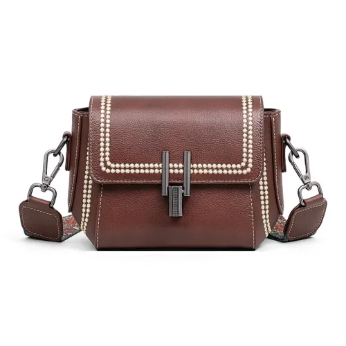 Younger Song Коровья кожа с синтетической кожей сумка через плечо стандартная женская кофейного цвета