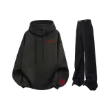 Черный (Красный) [с флисовой подкладкой] Свитшот + Черные Джинсы