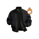 Чёрный хлопковый пуховик утолщённый и утеплённый