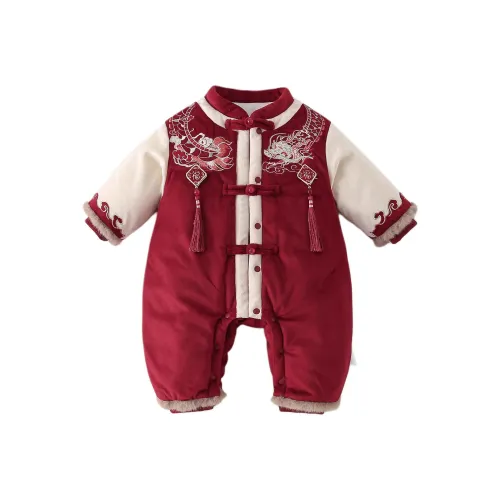 XiaoJinBu Темно-красный Малыш Комбинезоны Ползунки