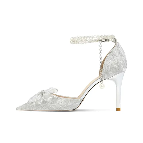 BEBE Подарочный набор коробка Низкий каблук Высокий каблук 8,5 см Женские Серебряный