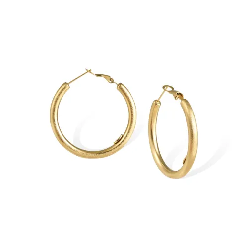 Retro Chic Нержавеющая сталь с золотым покрытием без рисунка кольцо-серьги средний размер женские