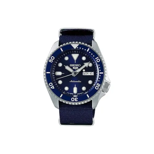 SEIKO Seiko5 Автоматический Ручной Механизм Часы Нейлоновый Ремешок 46*42,5 мм Мужские Часы Синий Циферблат