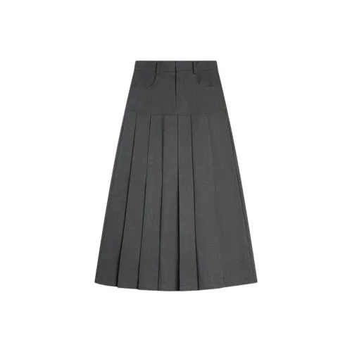 ELLE Темно-серый Женский Повседневный Длинный Юбка