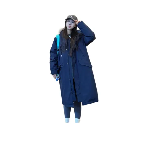 LANGQING Темно-синий Бесплатно LANGQING Бренд Velcro Женские пуховики