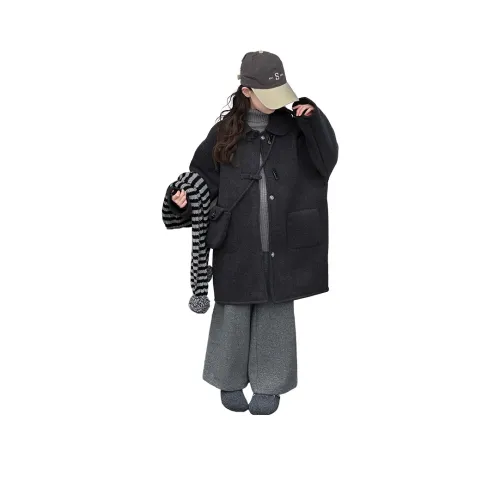 M JBABY Черное Детское Шерстяное Пальто