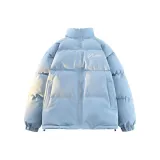 Синий хлопковый пуховик