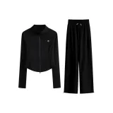 Черный комплект из двух предметов с длинными рукавами (черные штаны)