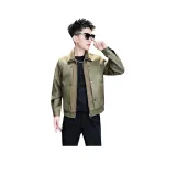 Армейская зеленая кожаная куртка с флисовой подкладкой