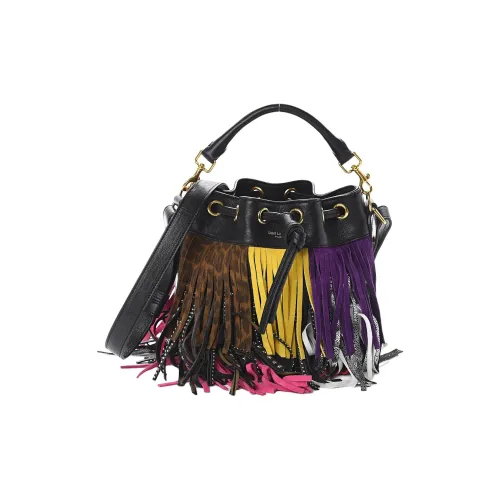 SAINT LAURENT Естественная кожа ведрообразная сумка женская черная и разноцветная