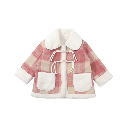 SHIBU Бежевый Little Девушка CHANEL Inspired Клетчатый Флис Утеплённое Пальто Розовый Kids Утеплённые куртки