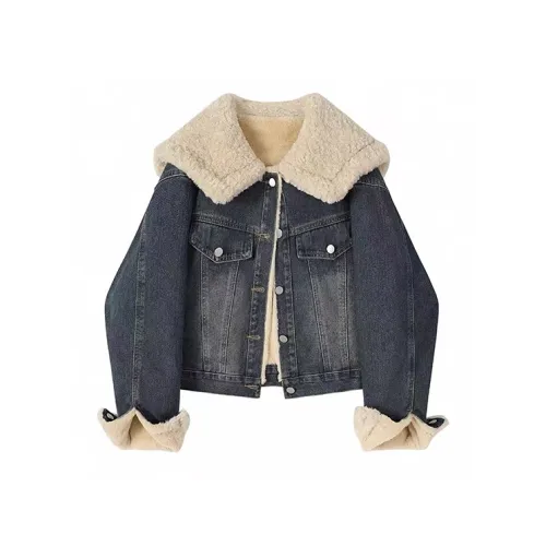 MO VOICE Деним Флис Линейка Женские Джинсовые Куртки