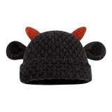 Бравая корова вязаная шапка, черный