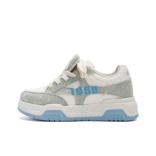 HUANQIU Обувь Покрытие Устойчивое к истиранию Низкий Топ Женская обувь Женская Бежево-синяя