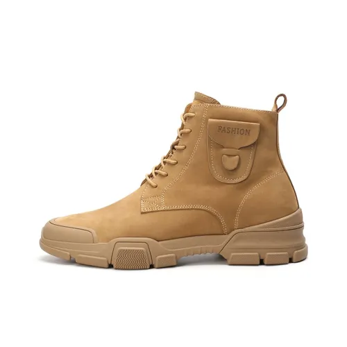 He Jinchang Martin Boots Яркий Коричневый [Незаметный Скрытый каблук 7 см] Мужской