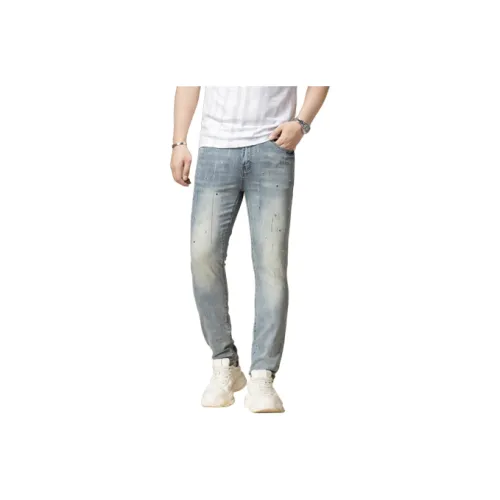 MH Светло-синие мужские джинсы