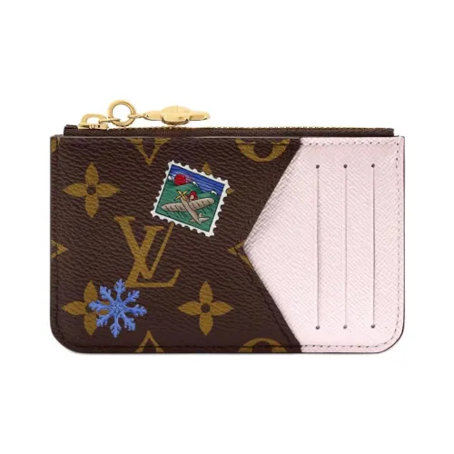 LOUIS VUITTON Romy Логотип Держатель для карт Женский Коричневый и Розовый