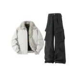 Серое пальто + черные джинсы