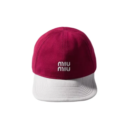 MIU MIU Хлопковые кепки унисекс вишнево-красный белый