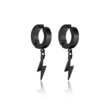 Серьги-клипсы с подвеской в виде молнии, черного цвета [1 пара]