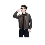 Кофейный, кожа, куртка, с флисовой подкладкой