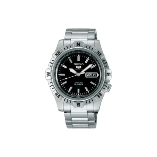 SEIKO Seiko5 Автоматический Механический Механизм Нержавеющая Сталь Ремешок Часы 41 мм Мужские Часы Черный Циферблат