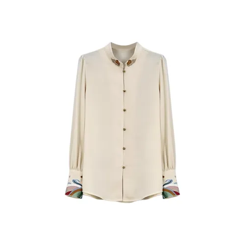 GZQJ Абрикос Женские Рубашки