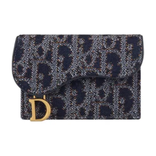 DIOR Седло Телячья кожа с хлопком Картхолдер Женские Синий