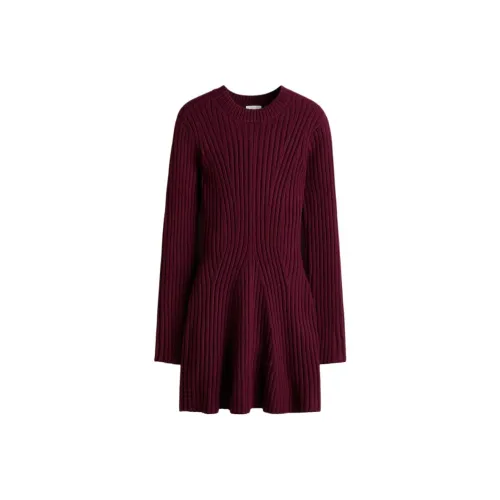H M Бургунди Женские Длинные Платья с Длинными Рукавами