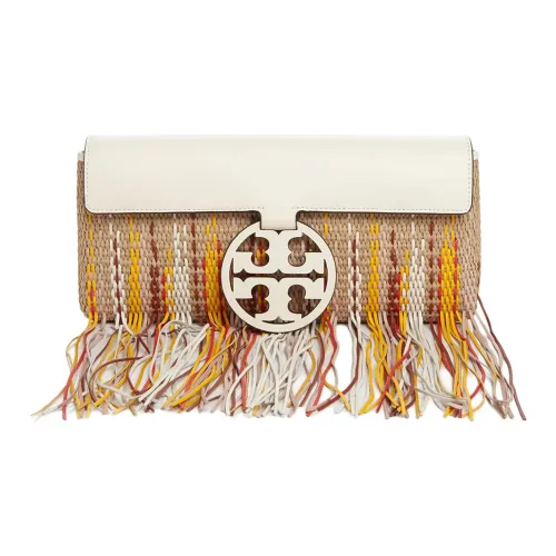TORY BURCH Miller Район с хлопком кожа вставки клатч женский коричневый и многоцветный