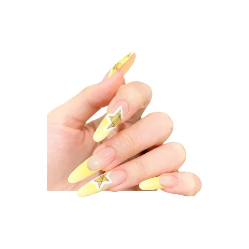 OUYUJI Ручной Готовый товар Съемный False Nail Миндаль Средний LADDER Желтый Смудж