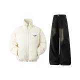 Топ цвета экрю + черные штаны