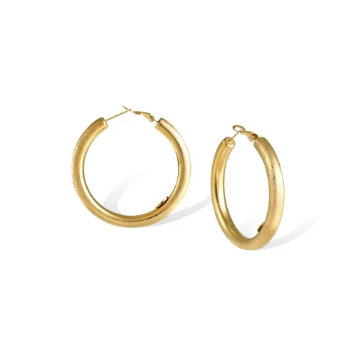 Retro Chic Нержавеющая сталь с золотым покрытием без рисунка кольцо-серьги большой размер женские