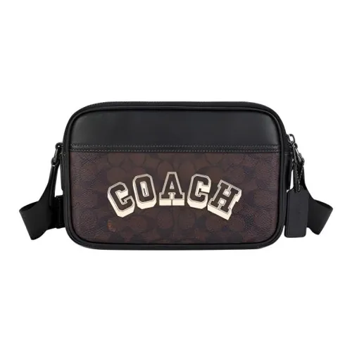 Coach Graham Коровья кожа с искусственной кожей сумка через плечо среднего размера мужская цвет ореховый