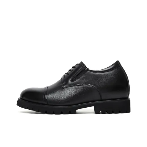 He Jinchang Обувь Низкий Топ Черный [Незаметный Скрытый Каблук 8 см] Мужская